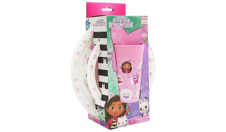 Gabby's Dollhouse Kids Plastic Dinner Set - Pink GOODS Argos