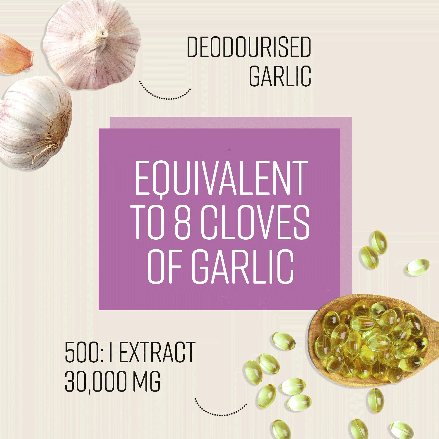 VitaBright odourless garlic softgels 180 count (British brand)