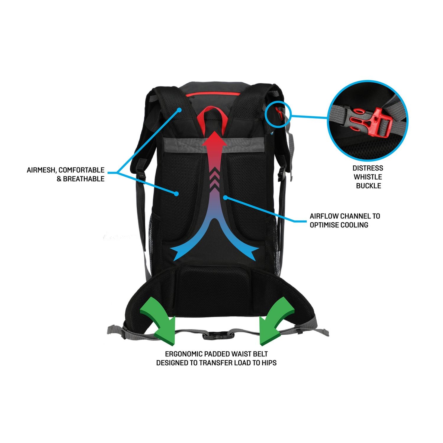 Pro Action Xtreme 35L backpack black, imported from the UK