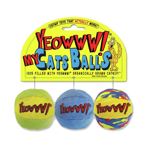 Yeowww My Cat Balls 3 piece cat toy, imported from the UK