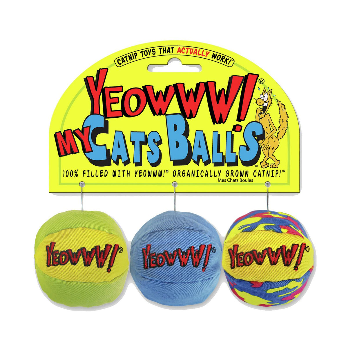 Yeowww My Cat Balls 3 piece cat toy, imported from the UK