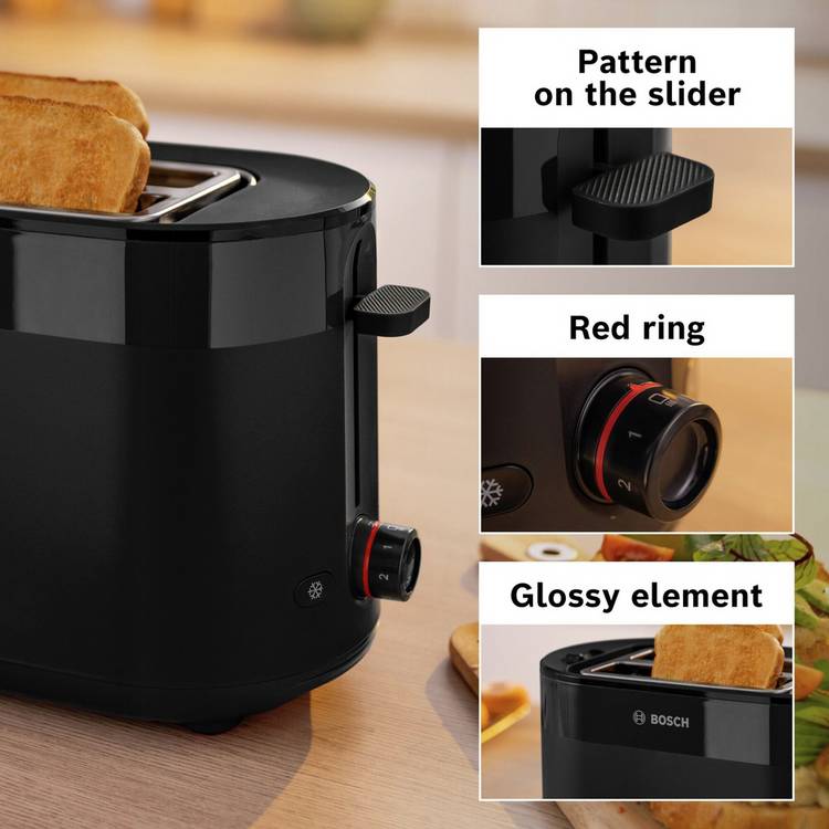 Bosch toaster black 2 slice, imported from the UK