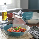 Habitat dipped stoneware pasta bowls 4 piece blue two-tone 21.7cm (British brand)