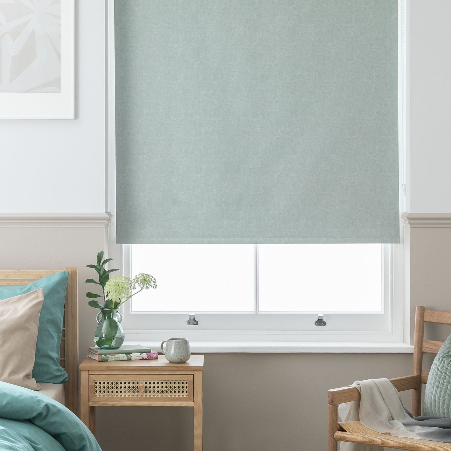 Habitat Textured Blackout Sage Green Roller Blind - 120cm