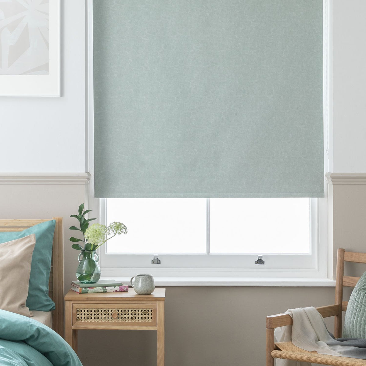 Habitat Textured Blackout Sage Green Roller Blind - 120cm