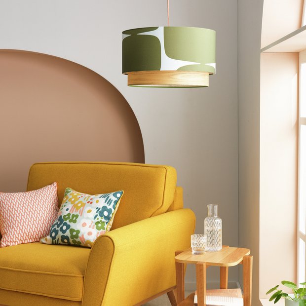 Habitat x Scion green Lohko 2-tier lampshade 45cm, UK version