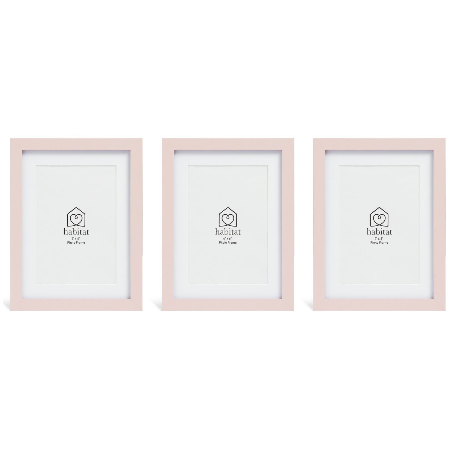 Habitat pink wooden picture frames set of 3, UK version