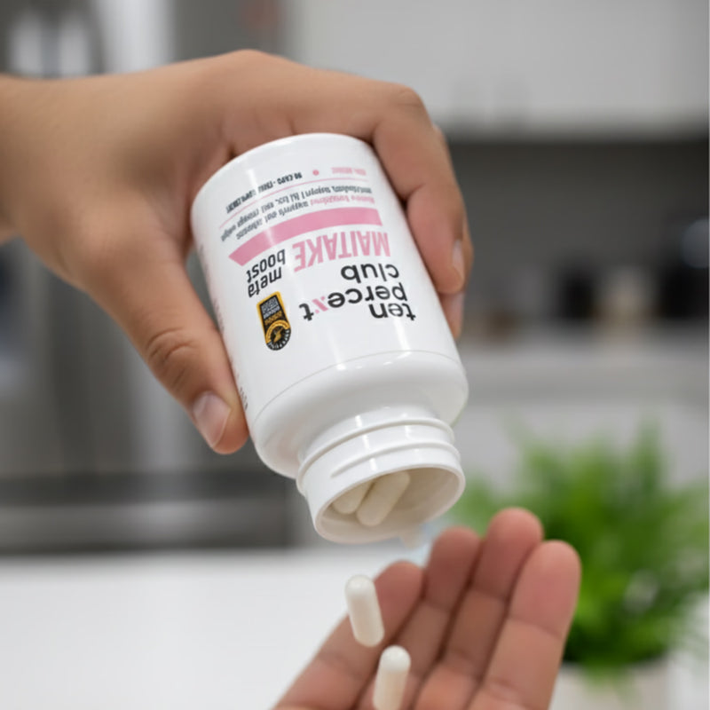 The Ten Percent Club Maitake Metaboost 90 capsules, imported from the UK