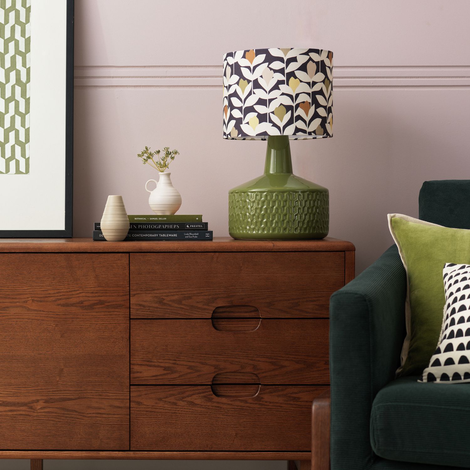 Habitat ceramic table lamp green 44cm - British product