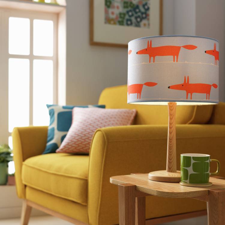 Habitat x Scion blue Mr Fox lampshade 30cm, imported from the UK