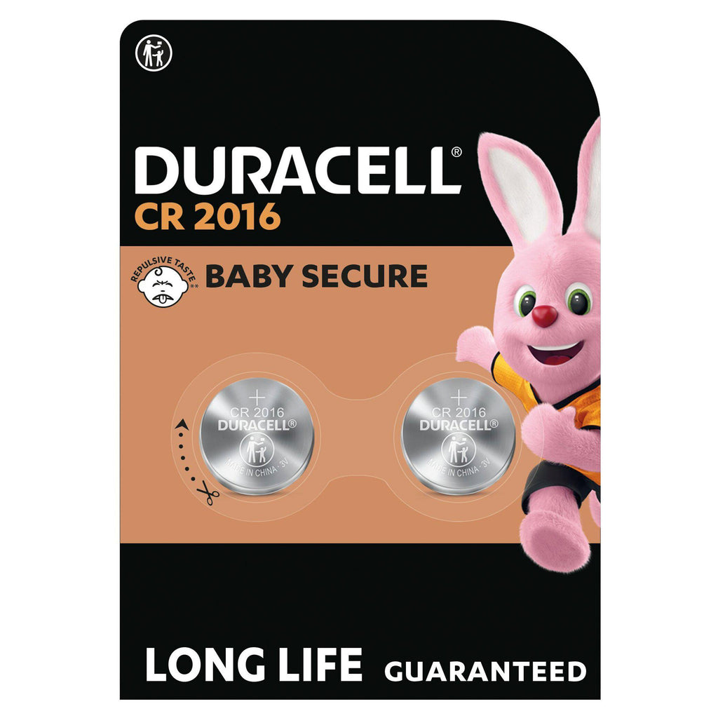 Duracell Specialty 2016 Lithium Coin Batteries 3V (DL2016 / CR2016), pack of 2