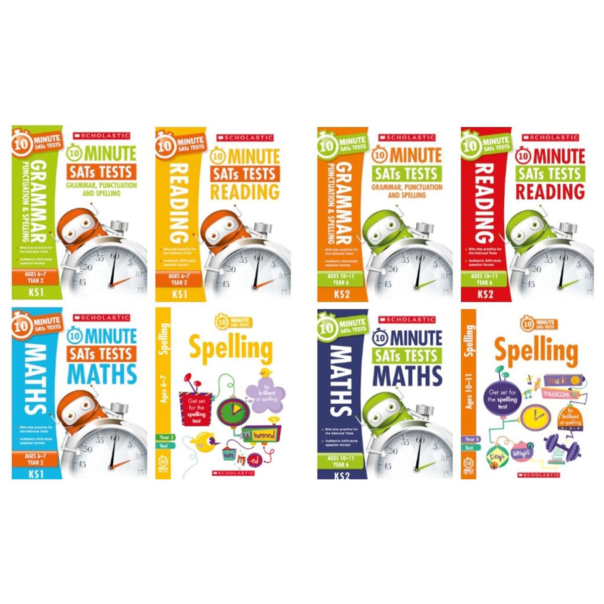 Scholastic SATs test pack KS1 and KS2 4 books (British brand)