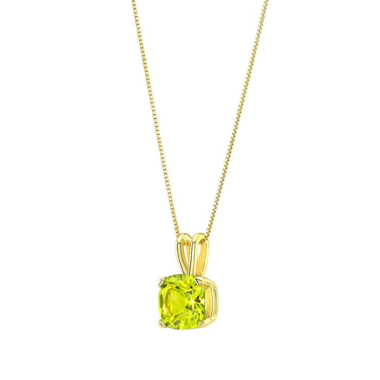 Costco cushion cut peridot pendant 14ct yellow gold (British brand)