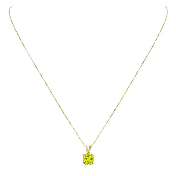 Costco cushion cut peridot pendant 14ct yellow gold (British brand)