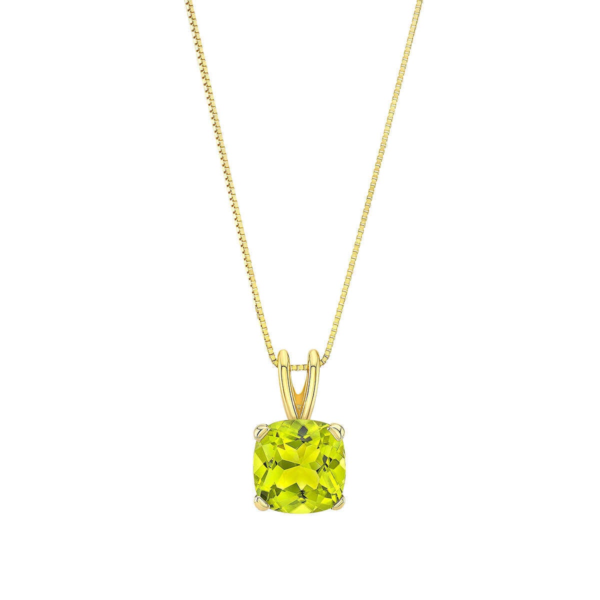 Costco cushion cut peridot pendant 14ct yellow gold (British brand)