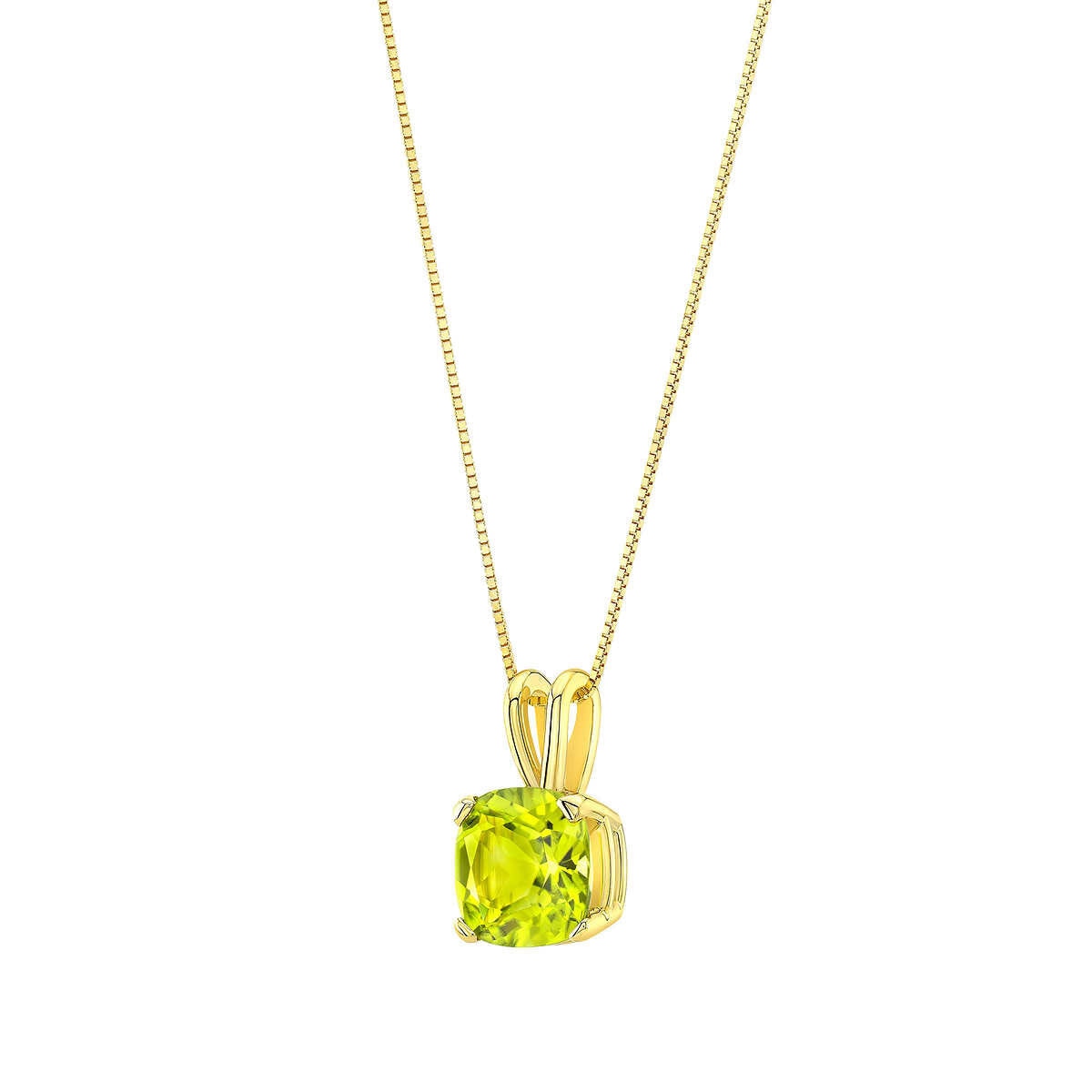 Costco cushion cut peridot pendant 14ct yellow gold (British brand)