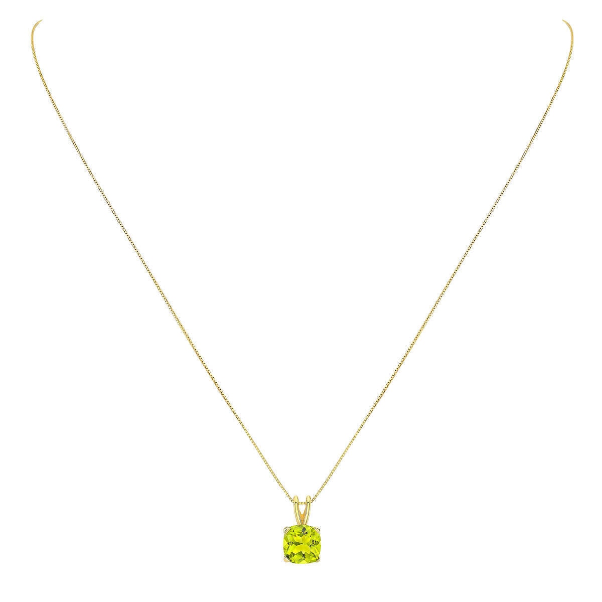 Costco cushion cut peridot pendant 14ct yellow gold (British brand)