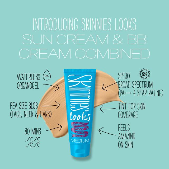 Skinnies Looks Tinted SPF 30 Medium BB Cream Vegan   75ml