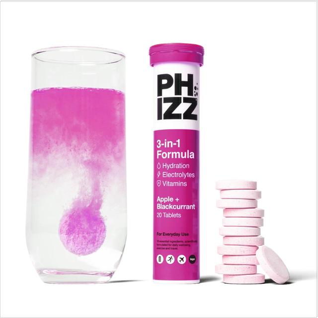 Phizz Apple+Blackcurrant 3in1 Hydration Electrolyte & Vitamin Effervescent   20 per pack