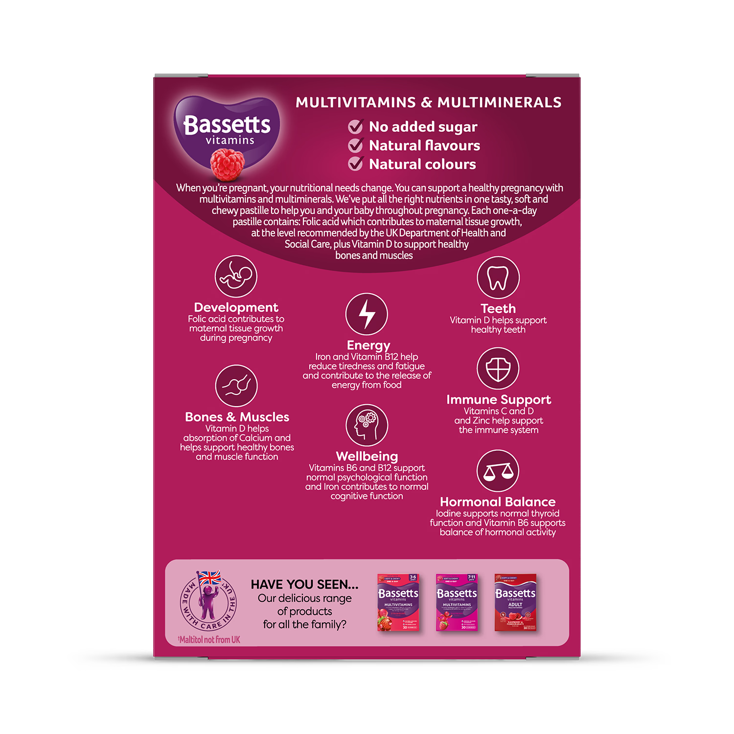 Bassetts Pregnancy Multivitamins Raspberry 30 Pastilles - British product