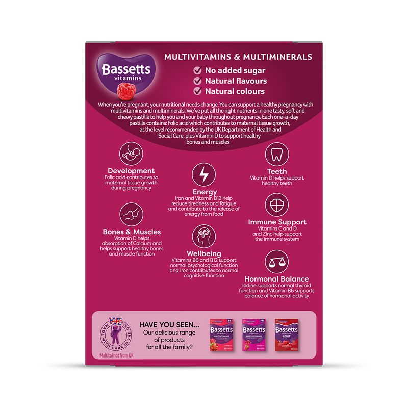 Bassetts Pregnancy Multivitamins Raspberry 30 Pastilles - British product