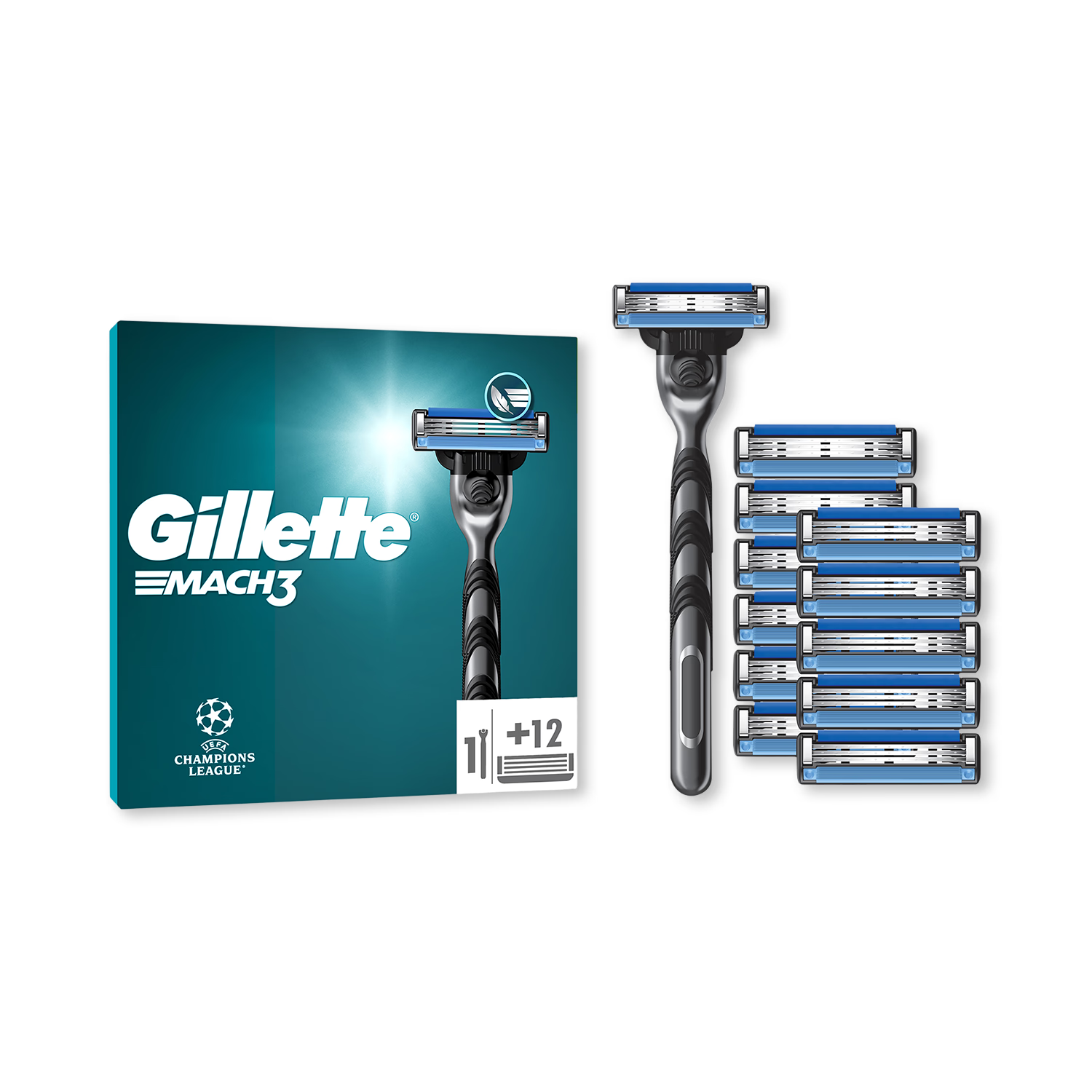 Gillette Mach3 UEFA Champions League razor 12 refills (British brand)