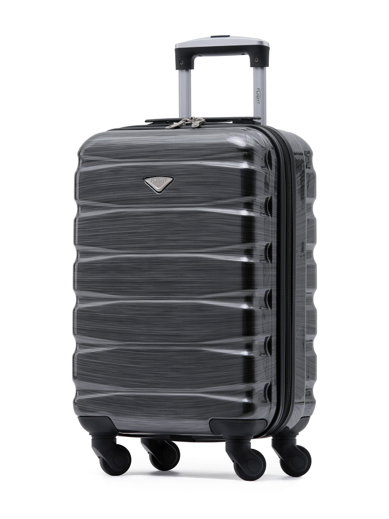 Flight Knight Grey/Black Gloss Hard Shell ABS Easyjet Size Cabin Carry On Case