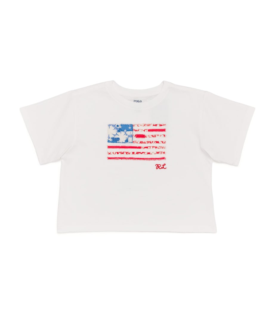 Ralph Lauren Kids Cotton Embroidered Flag T-Shirt (2-7 Years), imported from the UK