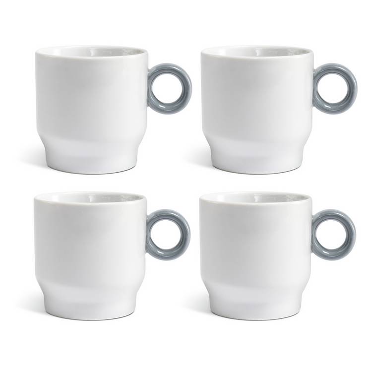 Sebastian Conran set of 4 grey coffee cups 230ml - British product