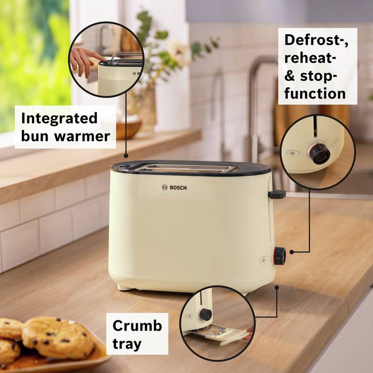 Bosch MyMoment Delight cream 2 slice toaster - British product