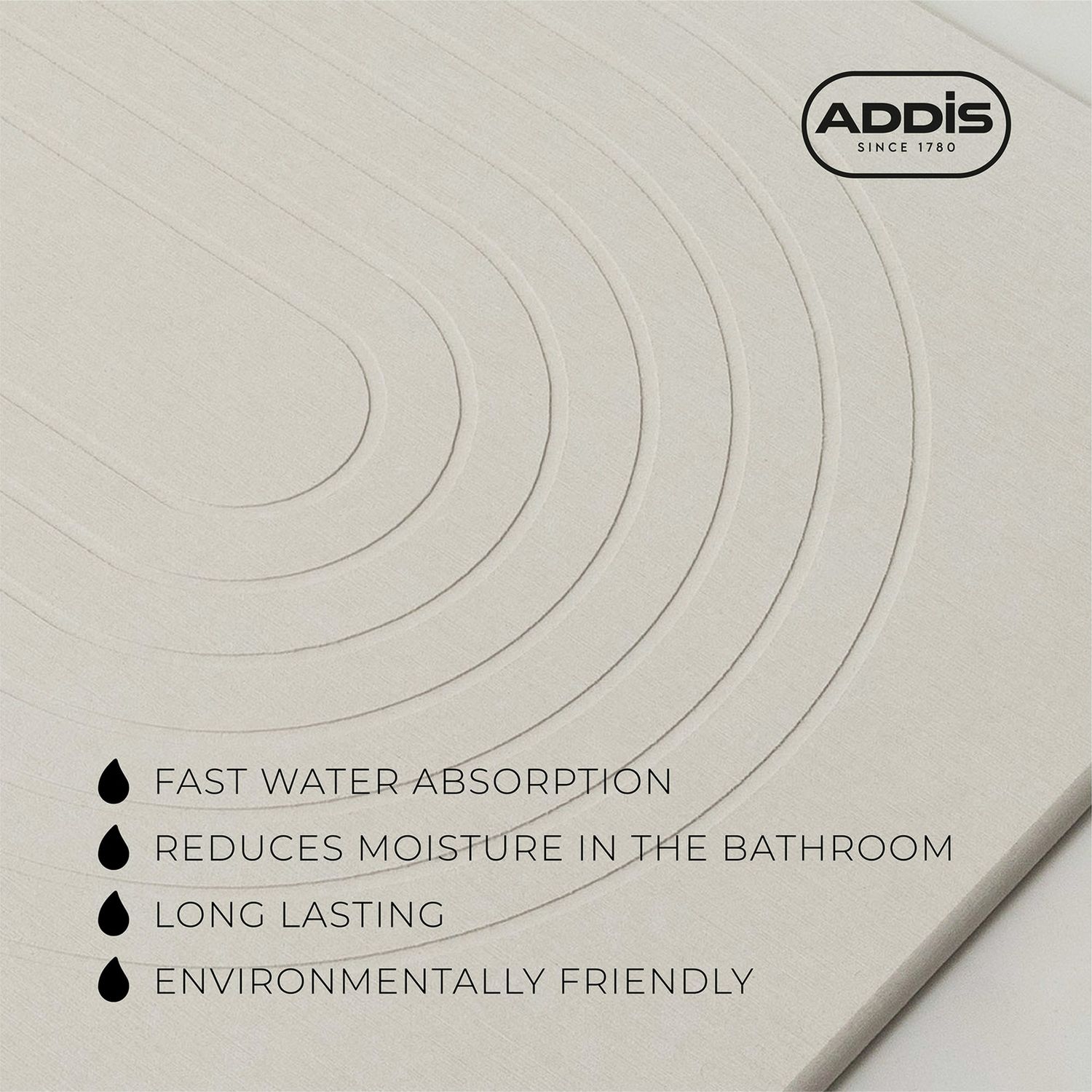 Addis diatomite quick dry bath mat white 60x39cm - British product