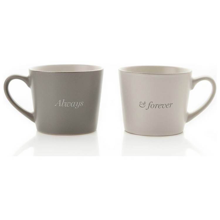 Habitat Amore set of 2 mugs grey white 400ml, UK version
