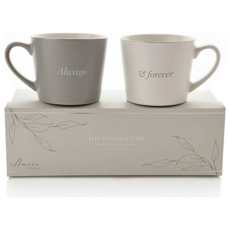 Habitat Amore set of 2 mugs grey white 400ml, UK version