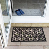 Mighty Mats geometric black cut pile doormat 45x75cm, UK version