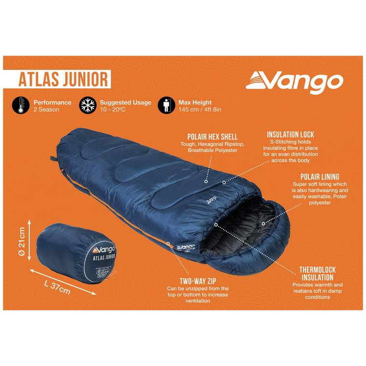 Vango kids sleeping bag blue 250GS, UK version