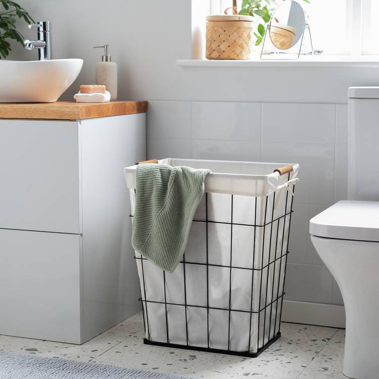 Habitat white industrial laundry basket 60 litre - British product