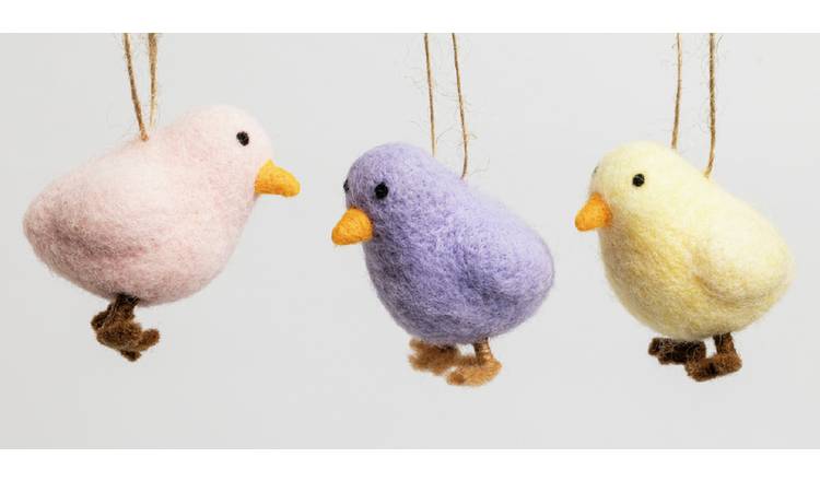 Home Pack of 3 Felt Chicks Easter Decoration