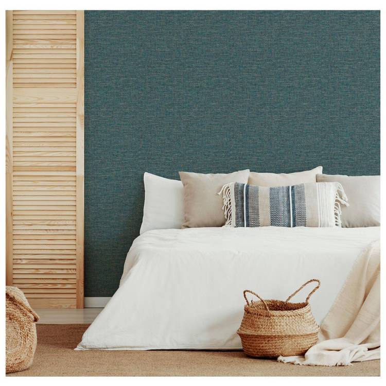 Esselle Home textured weave blue wallpaper, UK version