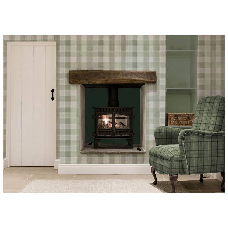 Arthouse check green textured wallpaper roll (British brand)