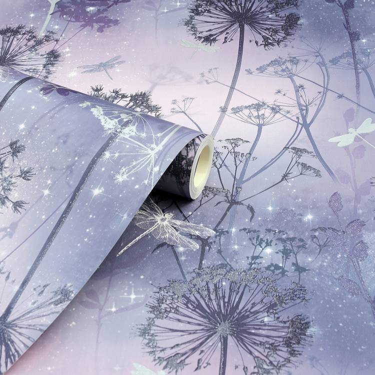 Arthouse Damselfly Purple wallpaper 53cm x 10.05m, UK version