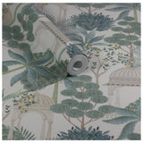 Esselle Home Wallpaper Exotic Pavilion Green 50cm, imported from the UK