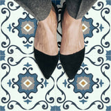 Arthouse blue motif floor tile, UK version