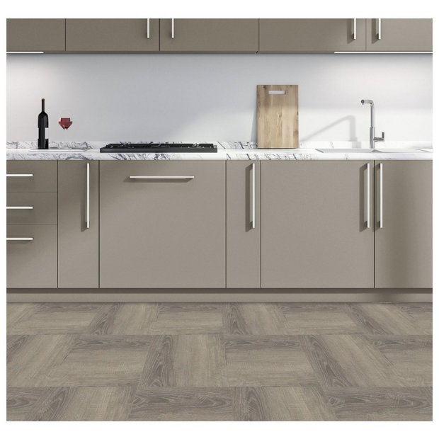 Arthouse taupe wood effect vinyl floor tiles (British brand)