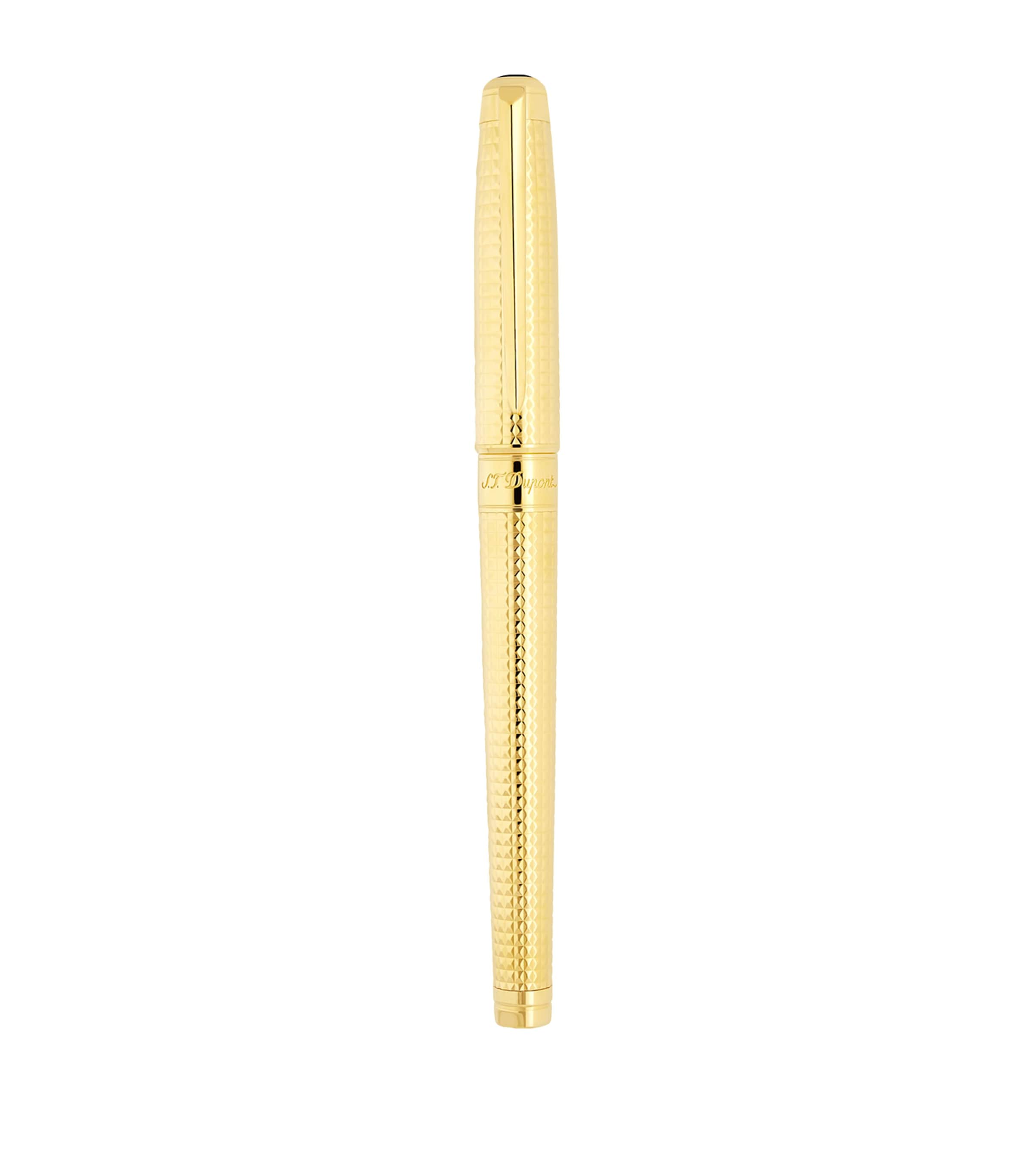 S.T. Dupont fountain pen with diamond-point guilloche and 14-carat gold nib (British brand)