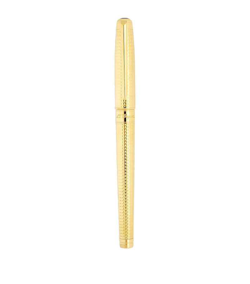 S.T. Dupont fountain pen with diamond-point guilloche and 14-carat gold nib (British brand)