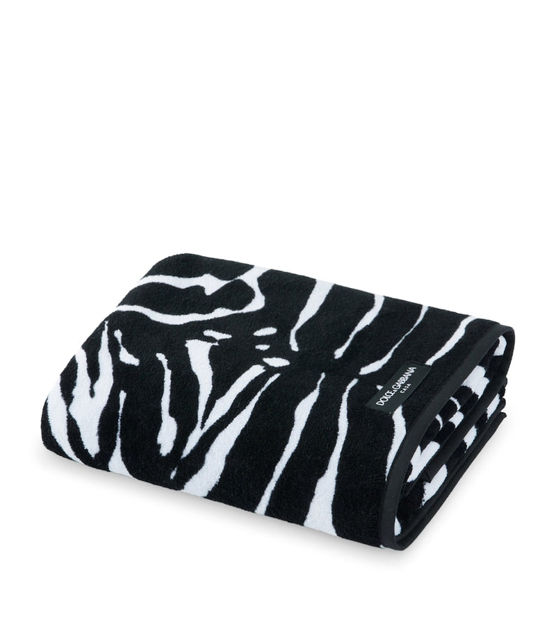 Dolce&Gabbana Casa cotton zebra print hand towel 60cm x 110cm - British product