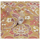 Arthouse folk floral ochre wallpaper roll, imported from the UK