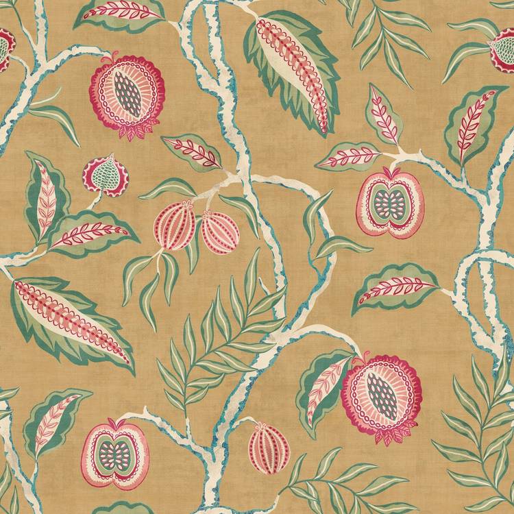 Esselle Home Fruits of Paradise Ochre wallpaper roll, imported from the UK