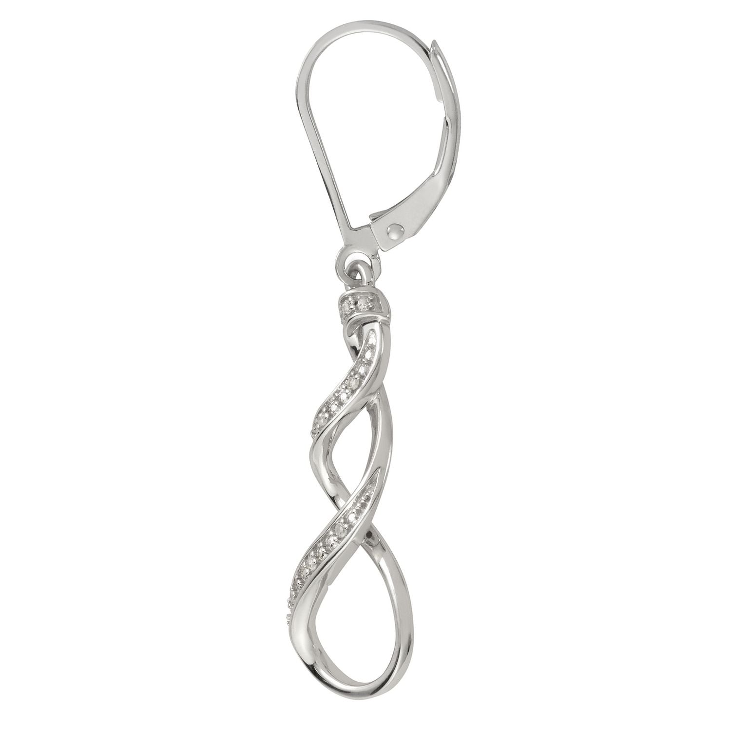 Revere sterling silver diamond twist drop earrings 0.04ct, UK version