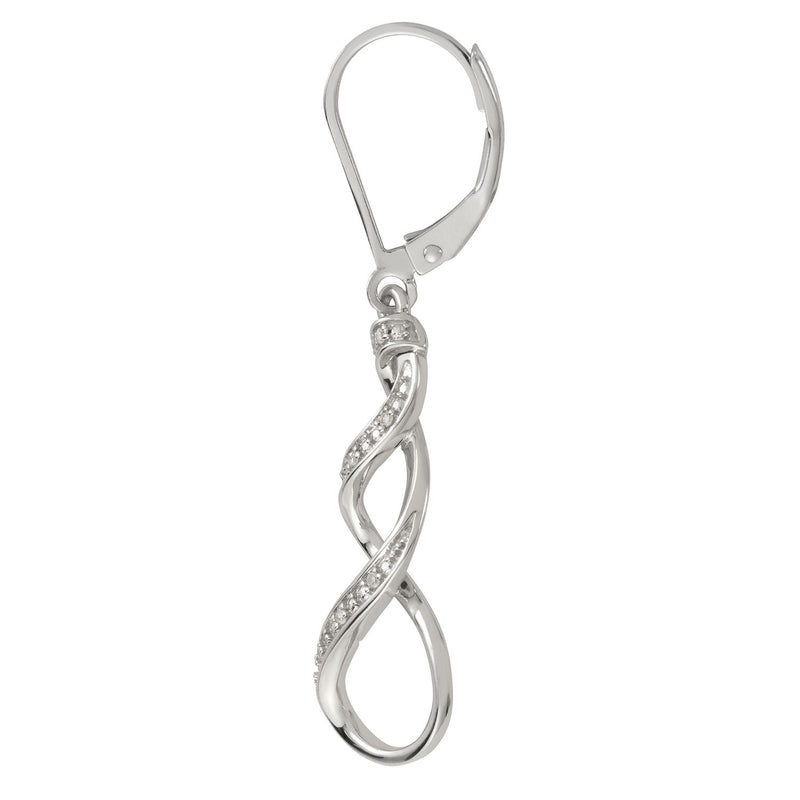 Revere sterling silver diamond twist drop earrings 0.04ct, UK version